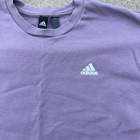 Adidas Sweater Women Size Small Purple Pullover Crewneck Sweatshirt Side Slit - Picture 4 of 8